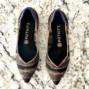 Rothy’s Black/Gold Point Flats, Size 8.5